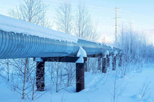 Pipes under snow — Stock Photo, Image