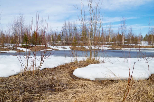 Paisaje de primavera con parches descongelados —  Fotos de Stock