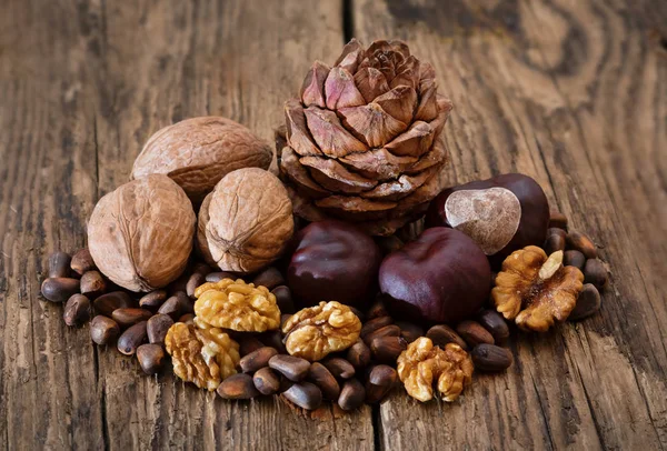 Composition with different nuts — Stock Photo, Image