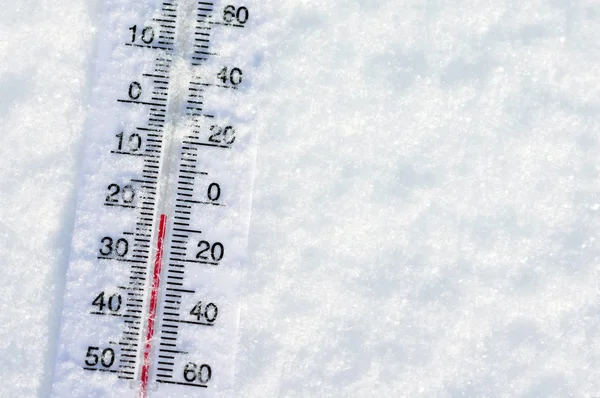 Thermometer Zuivere Sneeuw Ijzig Weer — Stockfoto