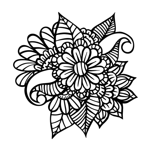 Fleurs abstraites Zentangle. Fleur de caniche. Illustration vectorielle — Image vectorielle