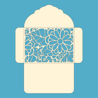 g davet şablonu. Davetiye Zarfı lazer kesme çiçeklerle düğün. Dantel kapı pas geçiyor. Vektör lazer kesim