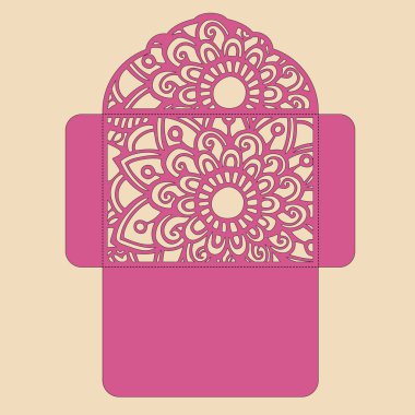 g davet şablonu. Davetiye Zarfı lazer kesme çiçeklerle düğün. Dantel kapı pas geçiyor. Vektör lazer kesim