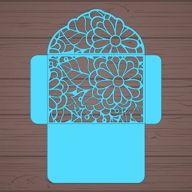 g davet şablonu. Davetiye Zarfı lazer kesme çiçeklerle düğün. Dantel kapı pas geçiyor. Vektör lazer kesim