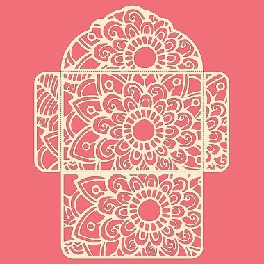 g davet şablonu. Davetiye Zarfı lazer kesme çiçeklerle düğün. Dantel kapı pas geçiyor. Vektör lazer kesim