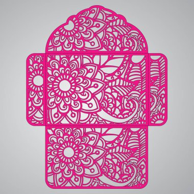 g davet şablonu. Davetiye Zarfı lazer kesme çiçeklerle düğün. Dantel kapı pas geçiyor. Vektör lazer kesim