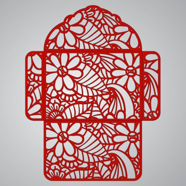 g davet şablonu. Davetiye Zarfı lazer kesme çiçeklerle düğün. Dantel kapı pas geçiyor. Vektör lazer kesim