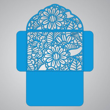 g davet şablonu. Davetiye Zarfı lazer kesme çiçeklerle düğün. Dantel kapı pas geçiyor. Vektör lazer kesim