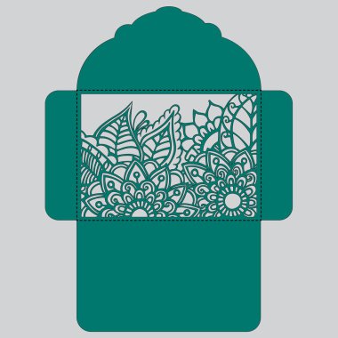 g davet şablonu. Davetiye Zarfı lazer kesme çiçeklerle düğün. Dantel kapı pas geçiyor. Vektör lazer kesim