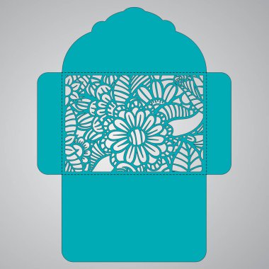 g davet şablonu. Davetiye Zarfı lazer kesme çiçeklerle düğün. Dantel kapı pas geçiyor. Vektör lazer kesim