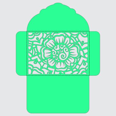 g davet şablonu. Davetiye Zarfı lazer kesme çiçeklerle düğün. Dantel kapı pas geçiyor. Vektör lazer kesim