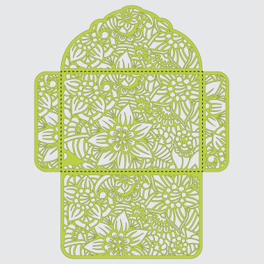 Lasercut vektör düğün davetiye şablon. Davetiye Zarfı lazer kesme çiçeklerle düğün. Dantel kapı pas geçiyor. Vektör lazer kesim