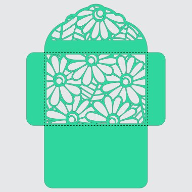 Lasercut vektör düğün davetiye şablon. Davetiye Zarfı lazer kesme çiçeklerle düğün. Dantel kapı pas geçiyor. Vektör lazer kesim