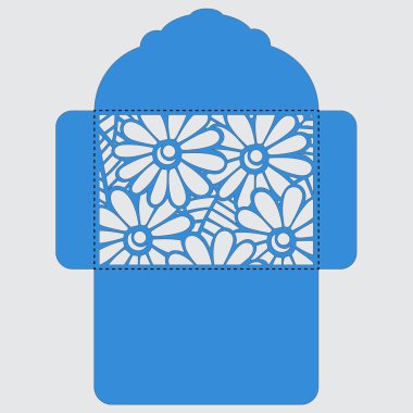 Lasercut vektör düğün davetiye şablon. Davetiye Zarfı lazer kesme çiçeklerle düğün. Dantel kapı pas geçiyor. Vektör lazer kesim