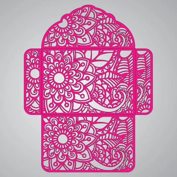 g davet şablonu. Davetiye Zarfı lazer kesme çiçeklerle düğün. Dantel kapı pas geçiyor. Vektör lazer kesim