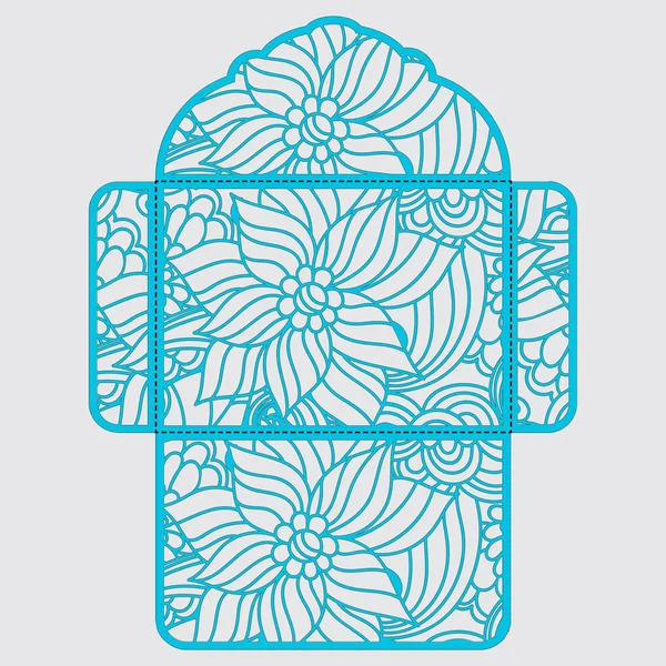 Lasercut vektör düğün davetiye şablon. Davetiye Zarfı lazer kesme çiçeklerle düğün. Dantel kapı pas geçiyor. Vektör lazer kesim