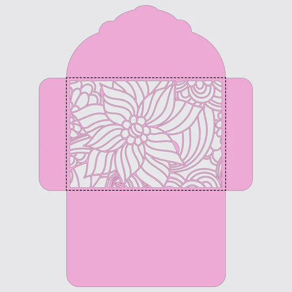 Lasercut vektör düğün davetiye şablon. Davetiye Zarfı lazer kesme çiçeklerle düğün. Dantel kapı pas geçiyor. Vektör lazer kesim