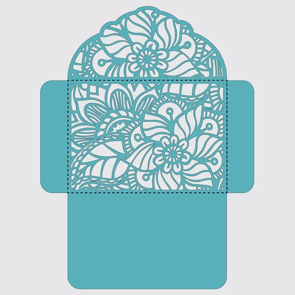 Lasercut vektör düğün davetiye şablon. Davetiye Zarfı lazer kesme çiçeklerle düğün. Dantel kapı pas geçiyor. Vektör lazer kesim