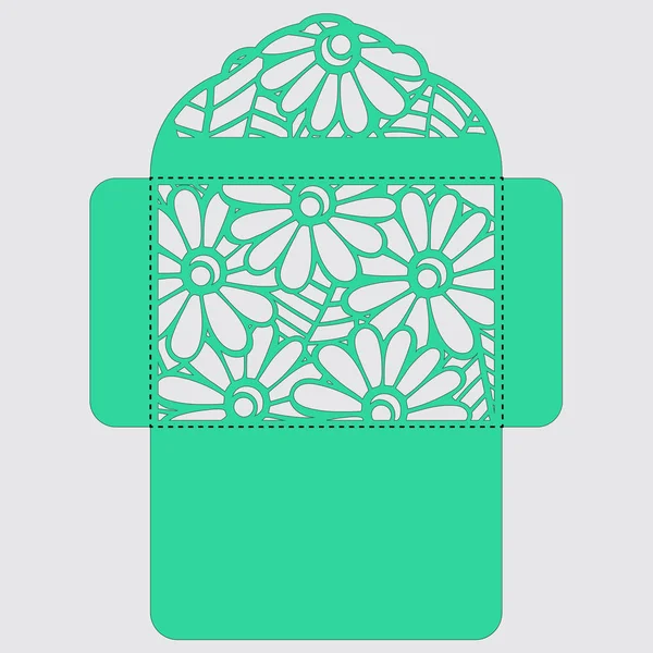 Lasercut vektör düğün davetiye şablon. Davetiye Zarfı lazer kesme çiçeklerle düğün. Dantel kapı pas geçiyor. Vektör lazer kesim