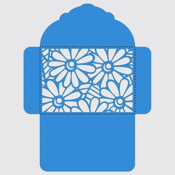 Lasercut vektör düğün davetiye şablon. Davetiye Zarfı lazer kesme çiçeklerle düğün. Dantel kapı pas geçiyor. Vektör lazer kesim