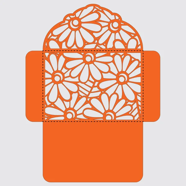Lasercut vektör düğün davetiye şablon. Davetiye Zarfı lazer kesme çiçeklerle düğün. Dantel kapı pas geçiyor. Vektör lazer kesim