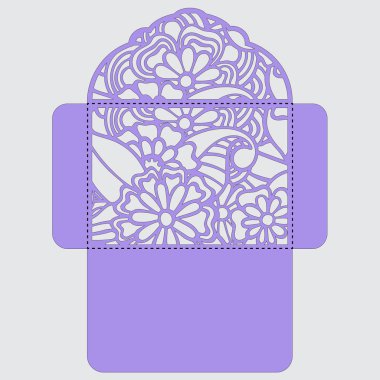 g davet şablonu. Davetiye Zarfı lazer kesme çiçeklerle düğün. Dantel kapı pas geçiyor. Vektör lazer kesim