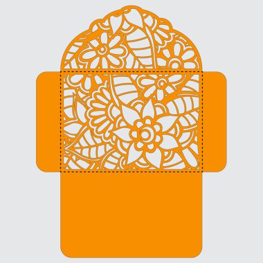 g davet şablonu. Davetiye Zarfı lazer kesme çiçeklerle düğün. Dantel kapı pas geçiyor. Vektör lazer kesim