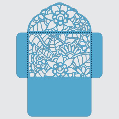 g davet şablonu. Davetiye Zarfı lazer kesme çiçeklerle düğün. Dantel kapı pas geçiyor. Vektör lazer kesim