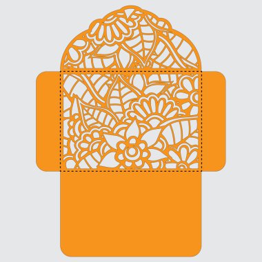 g davet şablonu. Davetiye Zarfı lazer kesme çiçeklerle düğün. Dantel kapı pas geçiyor. Vektör lazer kesim