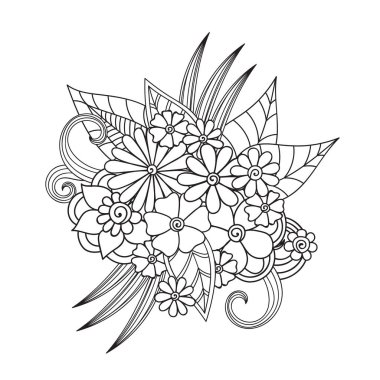 Zentangle soyut çiçek. Doodle çiçek. Vektör çizim