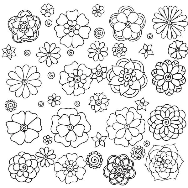 Flores abstractas de Zentangle. Flor de Doodle. Ilustración vectorial — Vector de stock