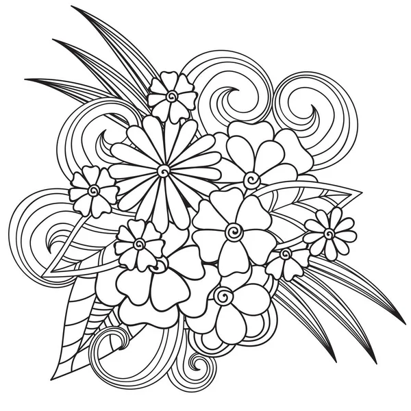 Zentangle fiori astratti. Fiore Doodle. Illustrazione vettoriale — Vettoriale Stock