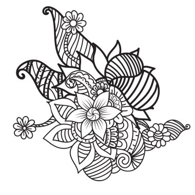 Zentangle soyut çiçek. Doodle çiçek. Vektör çizim