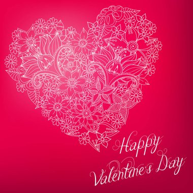 Mutlu Sevgililer günü ve ayıklayacaktır tasarım öğeleri. Vektör çizim. Kalpler. Karalamalar ve bukleler.