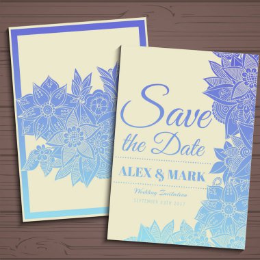 Düğün davetiye kartı suite ile çiçek Templates.Vector illüstrasyon