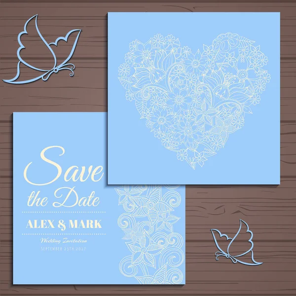 Matrimonio suite biglietto d'invito con fiore Templates.Vector Illustrazione — Vettoriale Stock