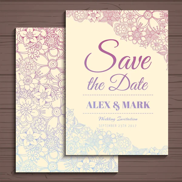 Matrimonio suite biglietto d'invito con fiore Templates.Vector Illustrazione — Vettoriale Stock