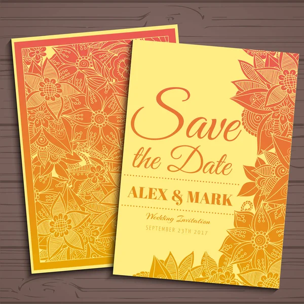 Matrimonio suite biglietto d'invito con fiore Templates.Vector Illustrazione — Vettoriale Stock