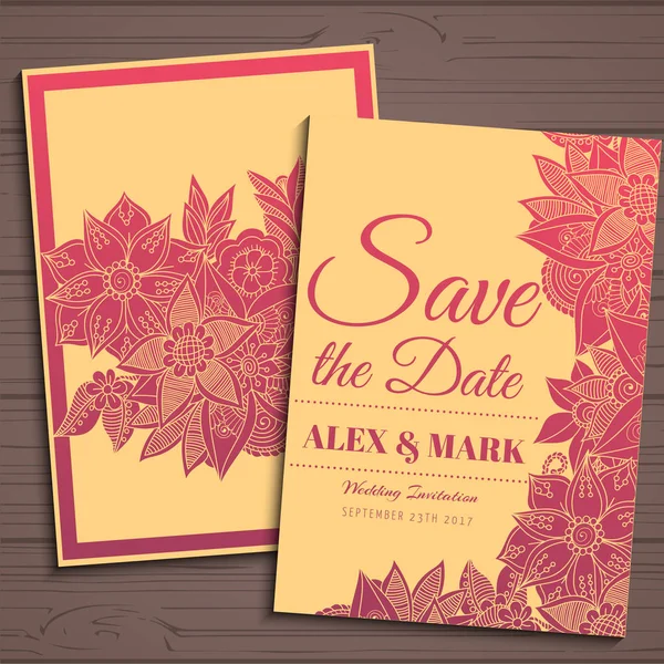 Matrimonio suite biglietto d'invito con fiore Templates.Vector Illustrazione — Vettoriale Stock