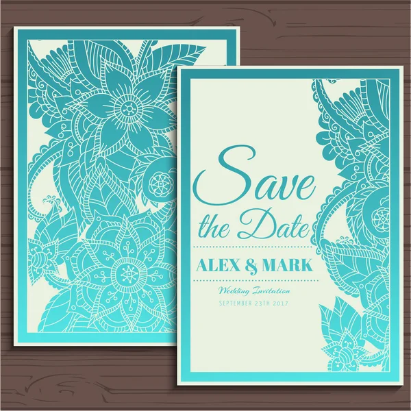 Matrimonio suite biglietto d'invito con fiore Templates.Vector Illustrazione — Vettoriale Stock