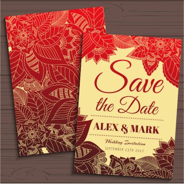 Düğün davetiye kartı suite ile çiçek Templates.Vector illüstrasyon