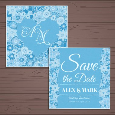 Düğün davetiye kartı suite ile çiçek Templates.Vector illüstrasyon