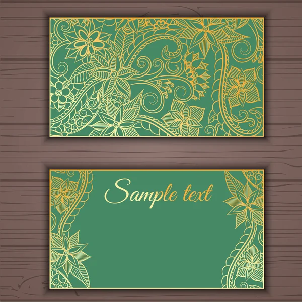 Colorido elemento de tarjeta de visita ornamental floral — Vector de stock