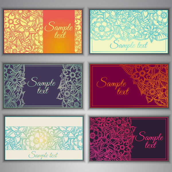 Colorful floral ornamental business card element