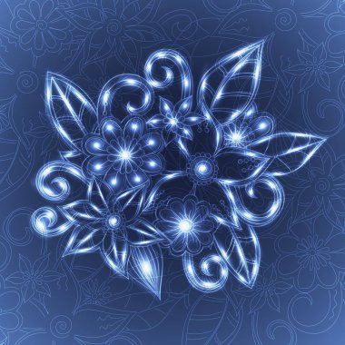 Sihirli çiçek parlayan ile arka plan. Vektör çizim