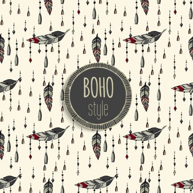 Eşarplı Boho seamless modeli