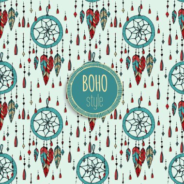 Eşarplı Boho seamless modeli