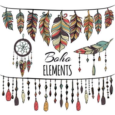 Elle çizilmiş boho koleksiyonu