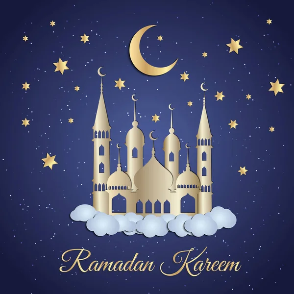 Ramadan Kareem greeting with mosque — Stock Vector