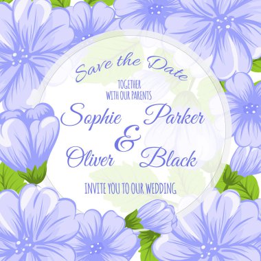 Düğün davetiye kartı suite çiçek ve meyveleri ile. Templates.Vector illüstrasyon